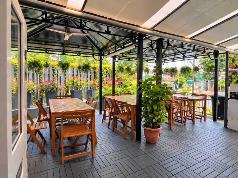 The rooftop lounge at K2 Guesthouse